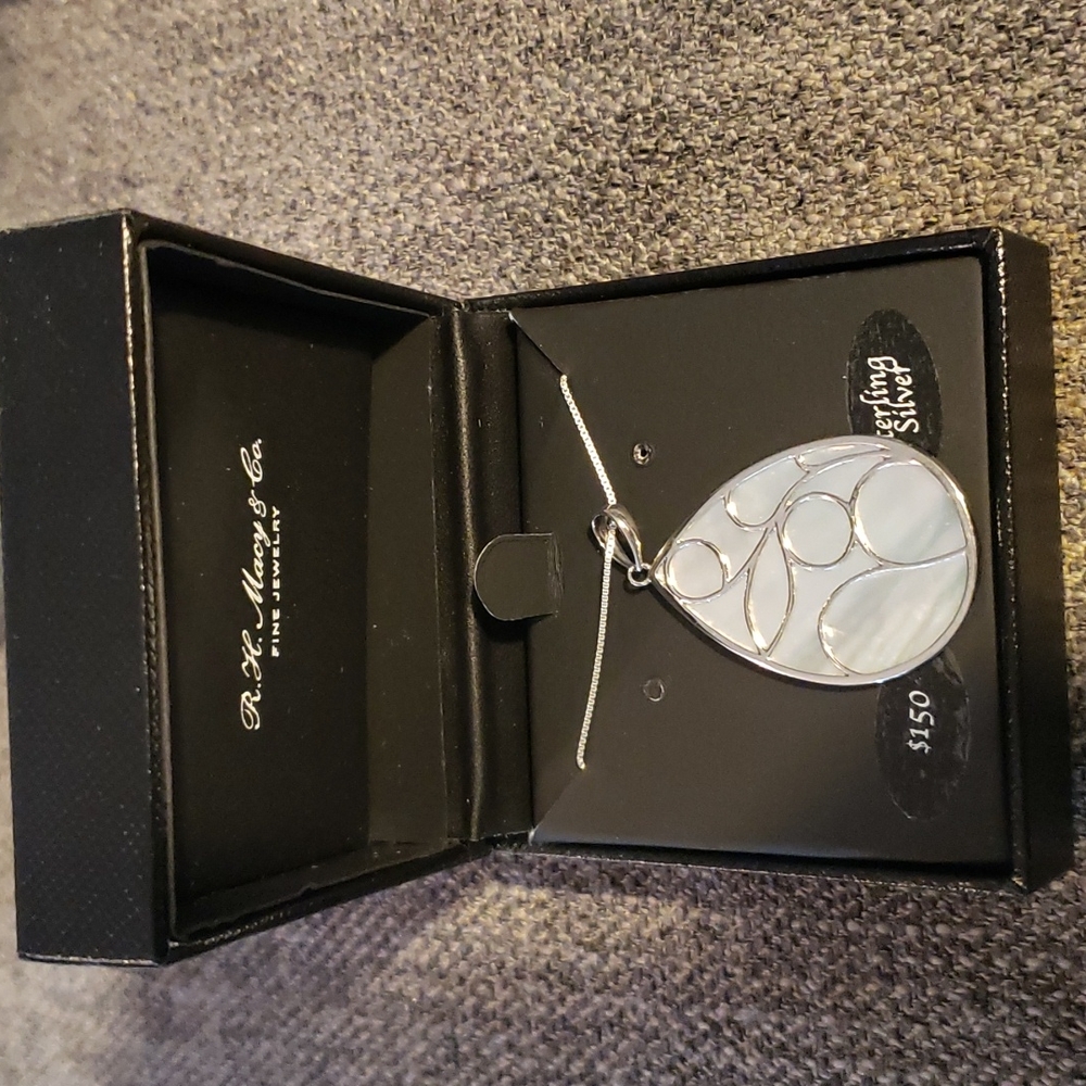 Sterling silver and mother of pearl necklace